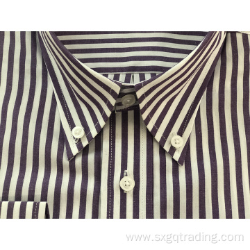 Male stand-up collar yarn dyed embroidery stripe shirt